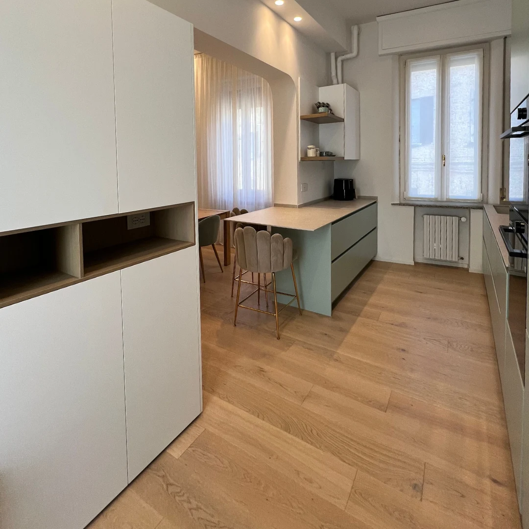 Cucina casa con parquet