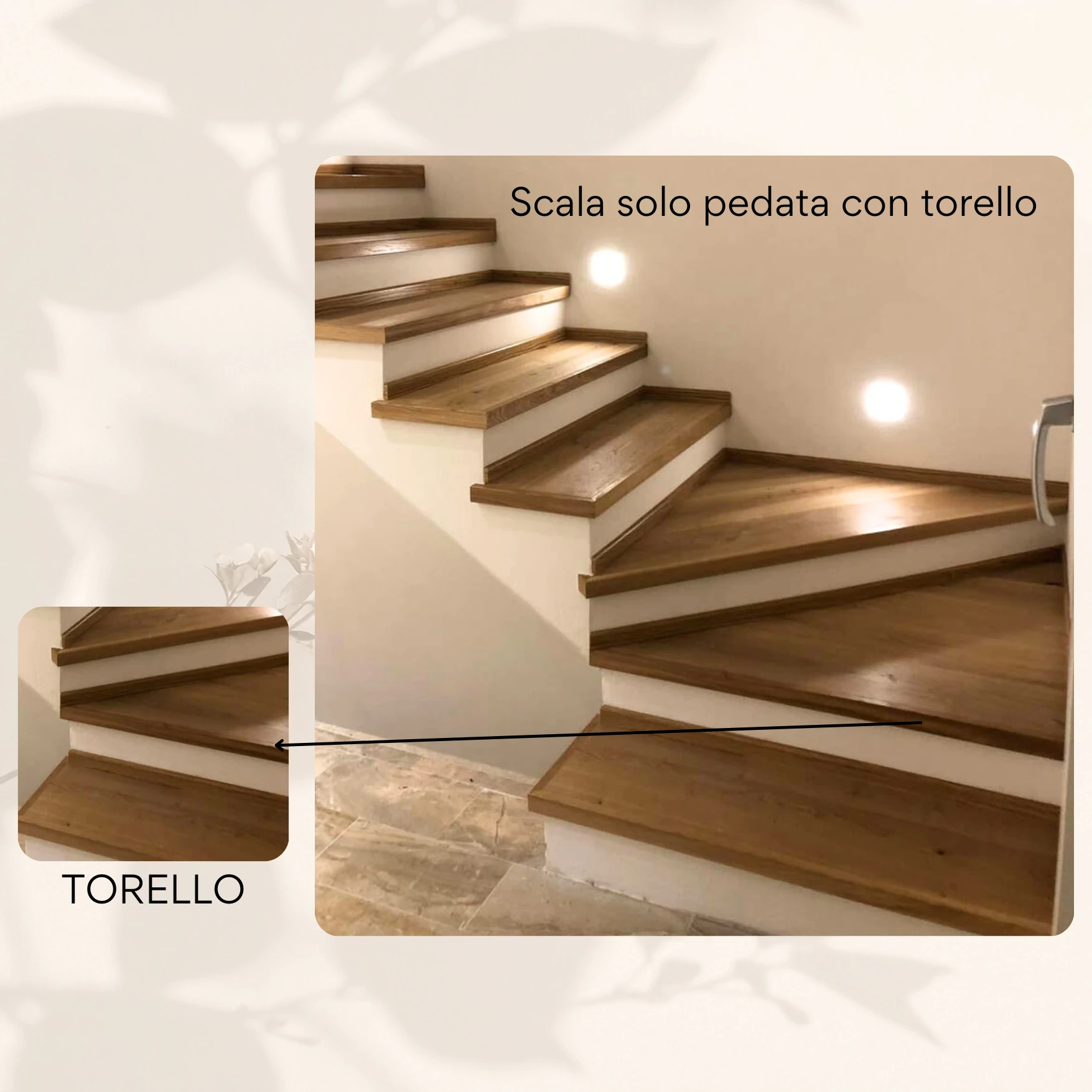 Soluzione scala in legno con solo pedata